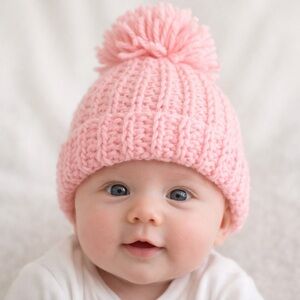 Handmade 0-3 month old crochet beanie
